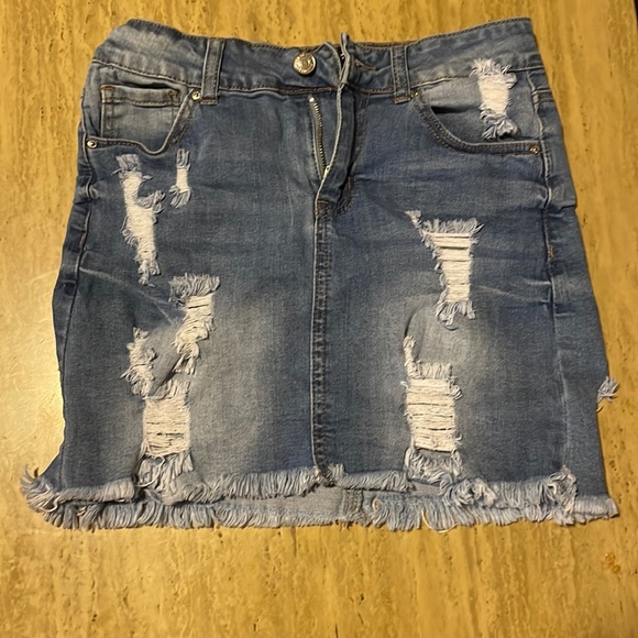 Fringe jean mini skirt - Picture 1 of 1